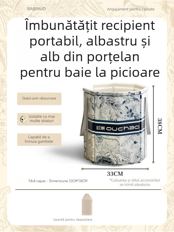 Găleată pentru băi de picioare, ceramică, portabilă și pliabilă, izolație la temperatură constantă, certificat CE