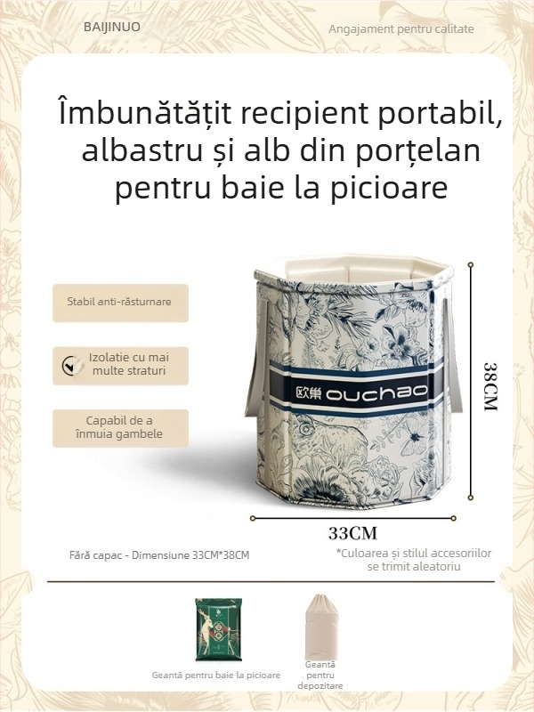 Găleată pentru băi de picioare, ceramică, portabilă și pliabilă, izolație la temperatură constantă, certificat CE