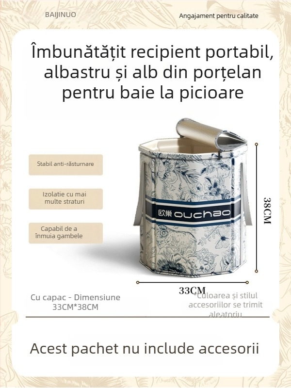 Găleată pentru băi de picioare, ceramică, portabilă și pliabilă, izolație la temperatură constantă, certificat CE