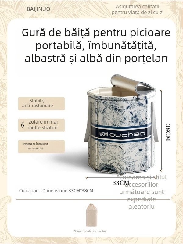 Găleată pentru băi de picioare, ceramică, portabilă și pliabilă, izolație la temperatură constantă, certificat CE