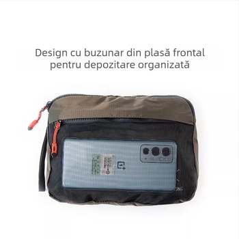 Geantă de toaletă – stil japonez, ultra-ușoară, nylon impermeabil, buzunar din plasă triunghiular, pentru drumeții în aer liber