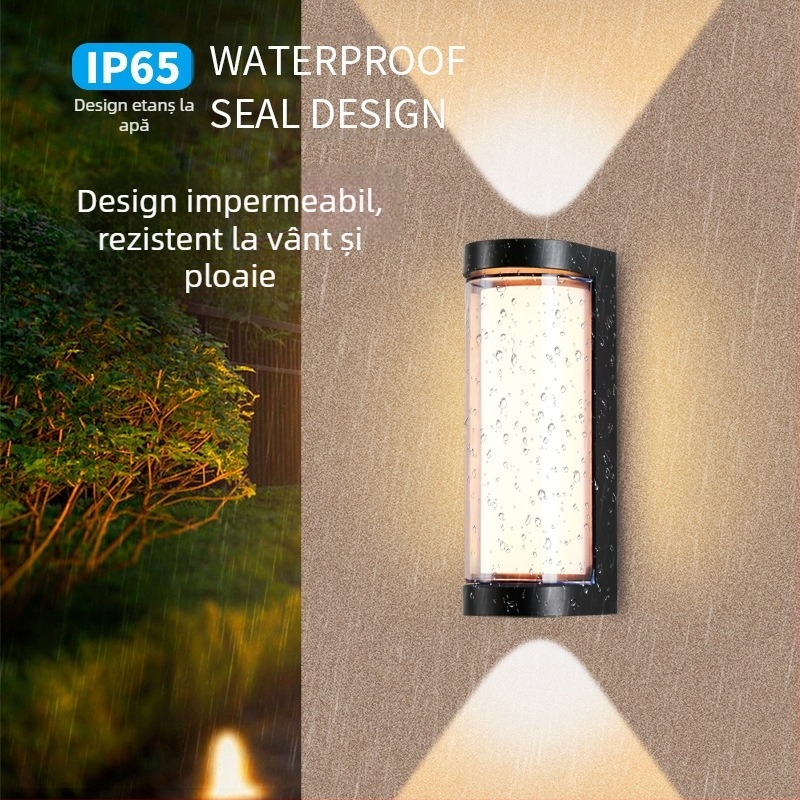 Lumină de perete exterior LED, carcasă din aluminiu, IP65, 900 lm, 12/16/24 W, 3000/4000/6000 K