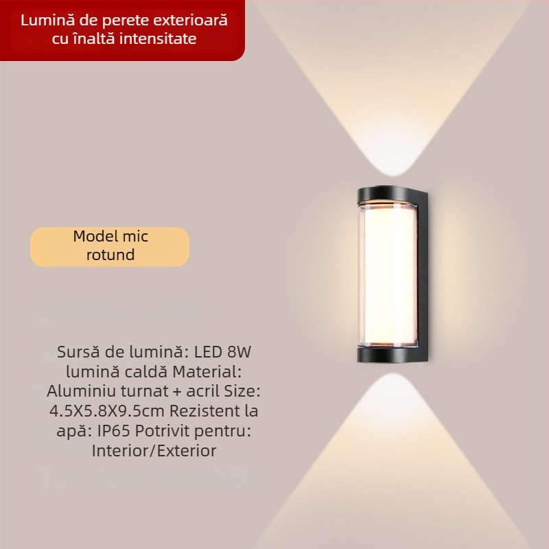 Lumină de perete exterior LED, carcasă din aluminiu, IP65, 900 lm, 12/16/24 W, 3000/4000/6000 K