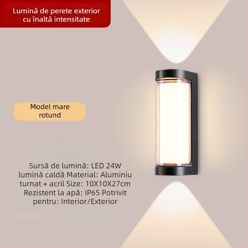 Lumină de perete exterior LED, carcasă din aluminiu, IP65, 900 lm, 12/16/24 W, 3000/4000/6000 K