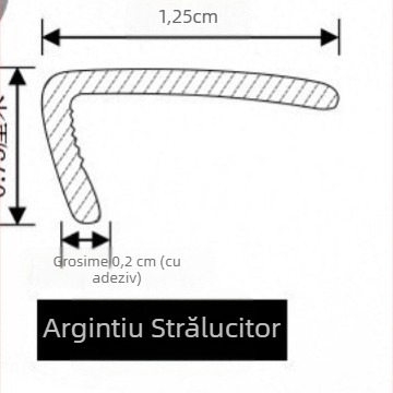 Bandă PVC autoadezivă pentru colțuri – finisaj metalic lucios, model Yt308, stil: plat / modern minimalist / lux accesibil, pentru plafoane, rame de ferestre și rame de uși