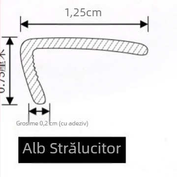 Bandă PVC autoadezivă pentru colțuri – finisaj metalic lucios, model Yt308, stil: plat / modern minimalist / lux accesibil, pentru plafoane, rame de ferestre și rame de uși