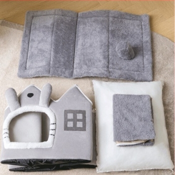 Cuib pentru pisici și cușcă — material textil, adăpost pentru pisici