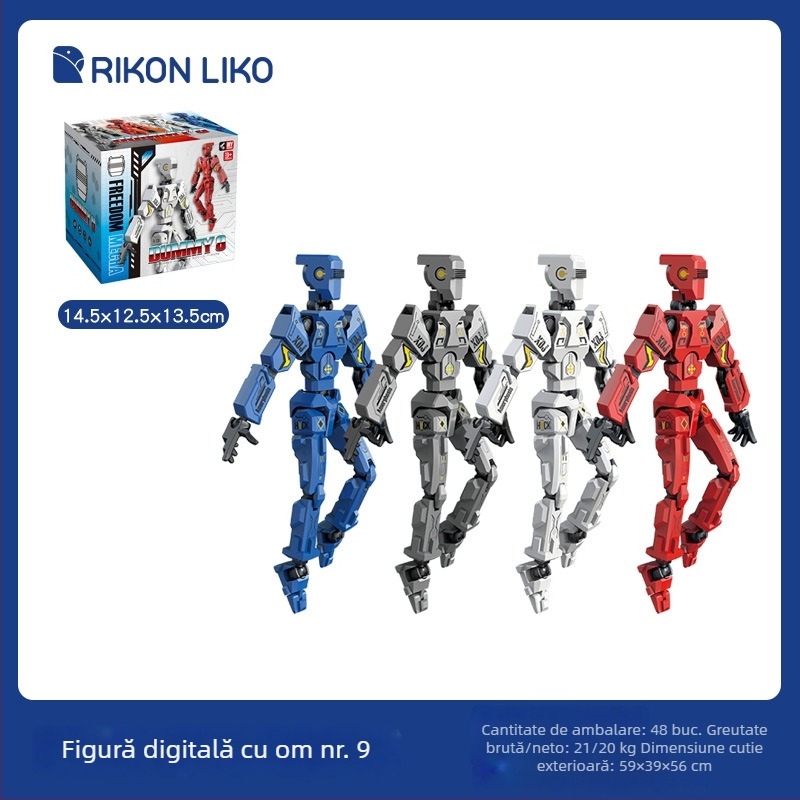 Set de blocuri de construcții: schelet 3D articulat, 50–100 piese, din plastic, compatibil DIY, vârsta 7–14 ani