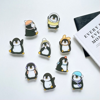 Bază de birou transparentă din acril, în stil desen animat, cu design de pingvin – personalizabil