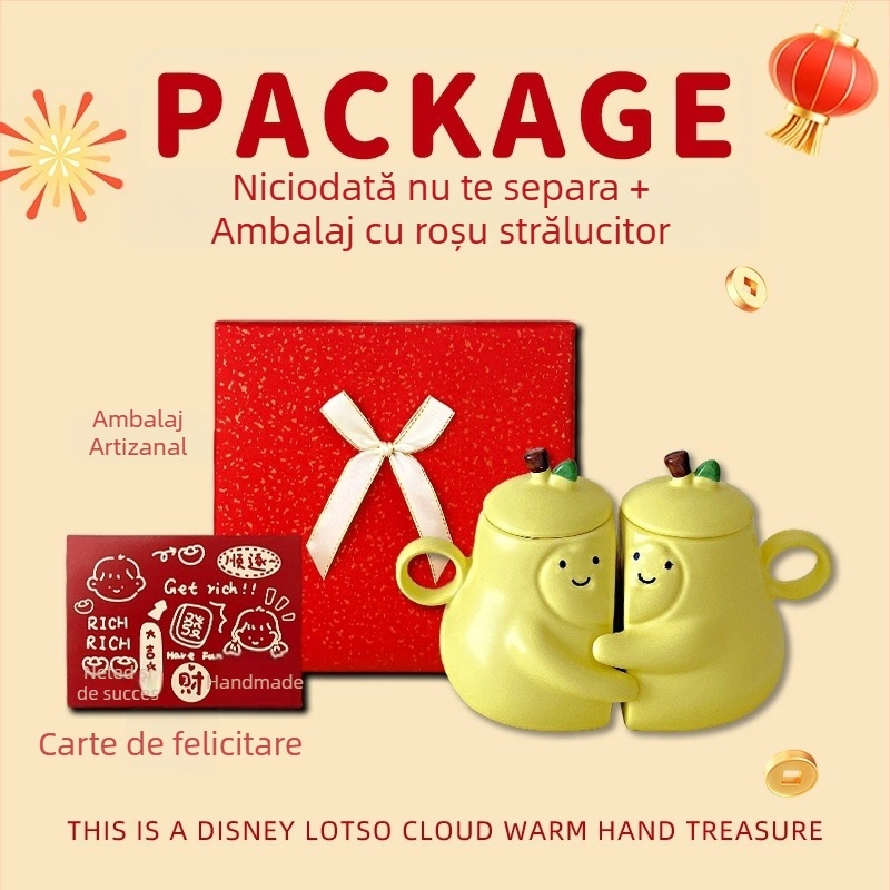 Set de cești ceramice pentru cuplu, în stil japonez, motiv Pear Hug, Nr. produs ltao1004069380
