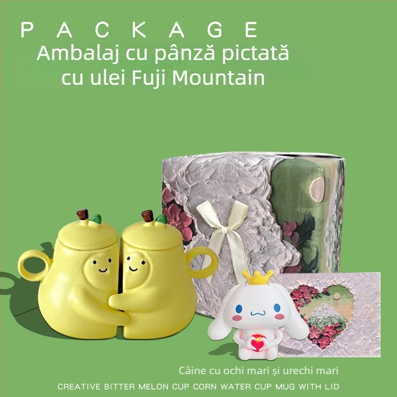 Set de cești ceramice pentru cuplu, în stil japonez, motiv Pear Hug, Nr. produs ltao1004069380
