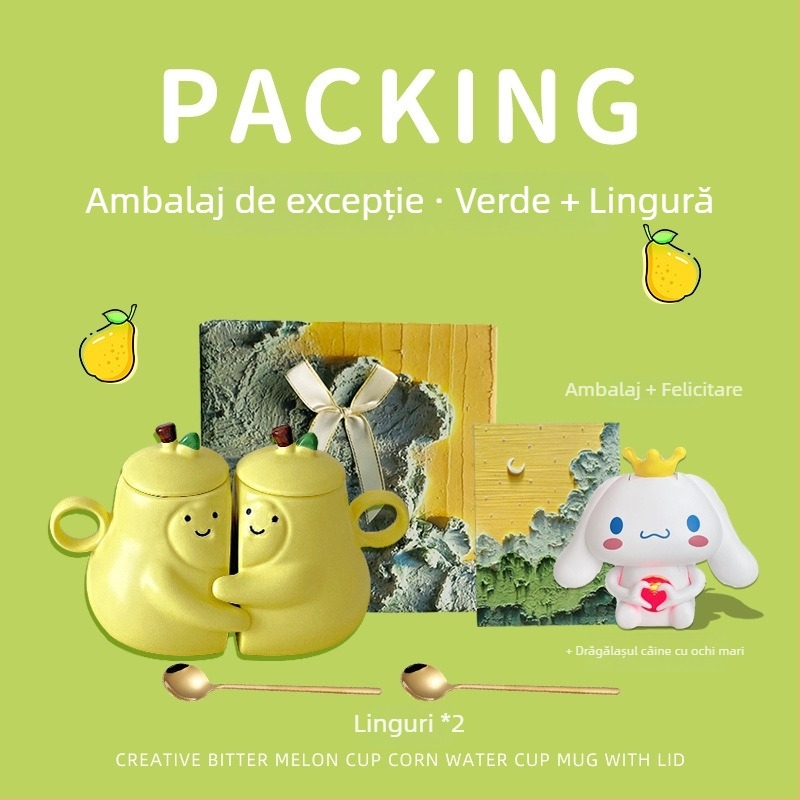 Set de cești ceramice pentru cuplu, în stil japonez, motiv Pear Hug, Nr. produs ltao1004069380