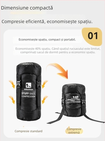 Sac de compresie pentru sacul de dormit – cu capac, țesătură din poliester, ușor pentru camping (115–189 g)
