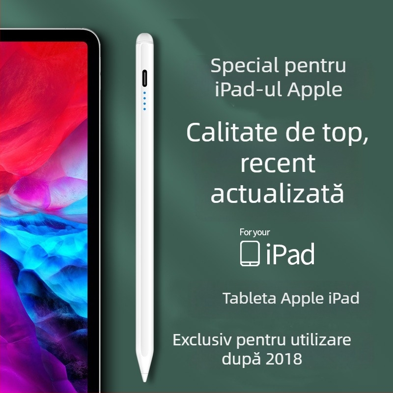 Stylus capacitiv universal cu vârf fin; Compatibil cu iPad, Huawei, Xiaomi; Carcasă din silicon; Model electronic