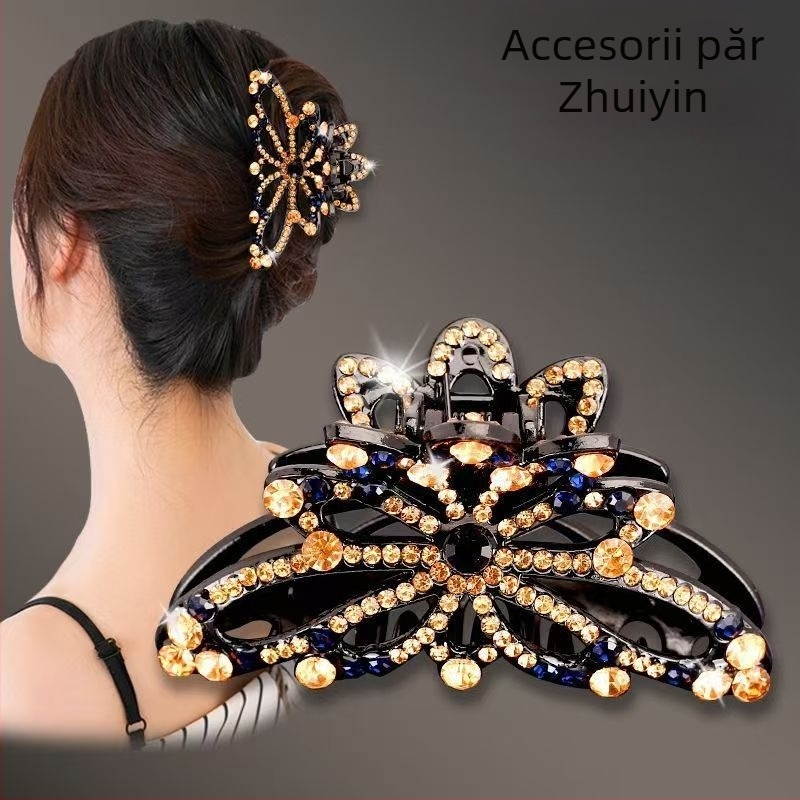 Clip pentru coadă cu fluture din cristal (făcut manual; stil coreean; proaspăt și dulce; accesorii pentru păr pentru femei; primăvara 2025)