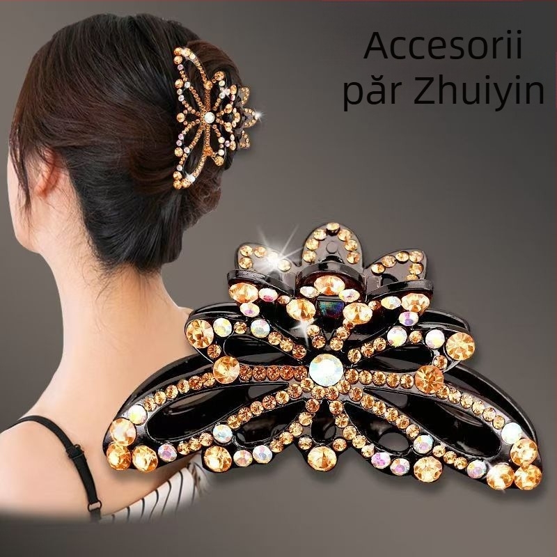 Clip pentru coadă cu fluture din cristal (făcut manual; stil coreean; proaspăt și dulce; accesorii pentru păr pentru femei; primăvara 2025)