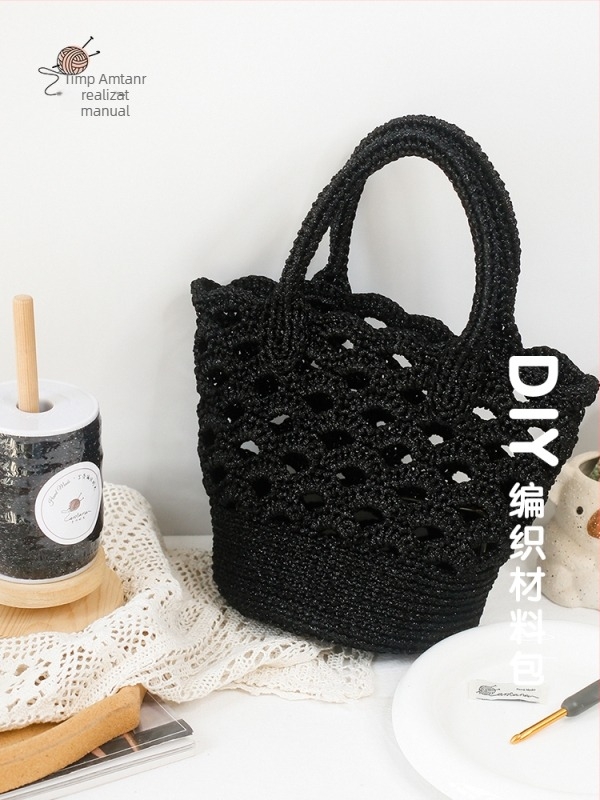 Geantă croșetată cu decupaj - kit DIY de țesut, geantă din plasă plastică, Cod produs 1007136653