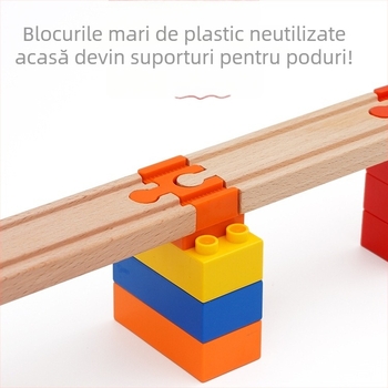 Tongshida Set Piste Din Lemn Cu Blocuri Mari Și Conectori Universali Pentru 0–3 Ani