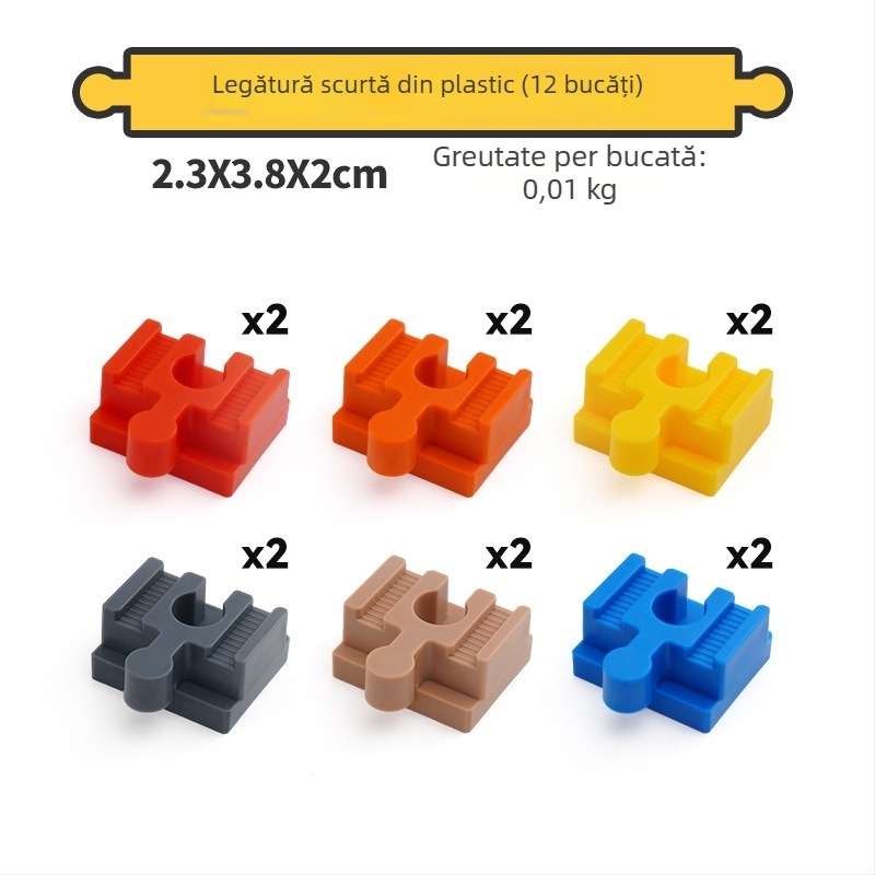 Tongshida Set Piste Din Lemn Cu Blocuri Mari Și Conectori Universali Pentru 0–3 Ani