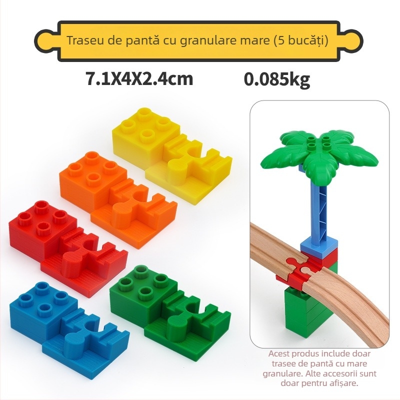 Tongshida Set Piste Din Lemn Cu Blocuri Mari Și Conectori Universali Pentru 0–3 Ani