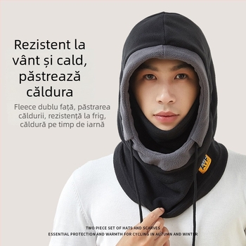Mască de ciclism cu șapcă și fular integrate, căptușeală din fleece, rezistentă la vânt, material poliester, unisex, echipament pentru ciclism în aer liber în sezonul rece