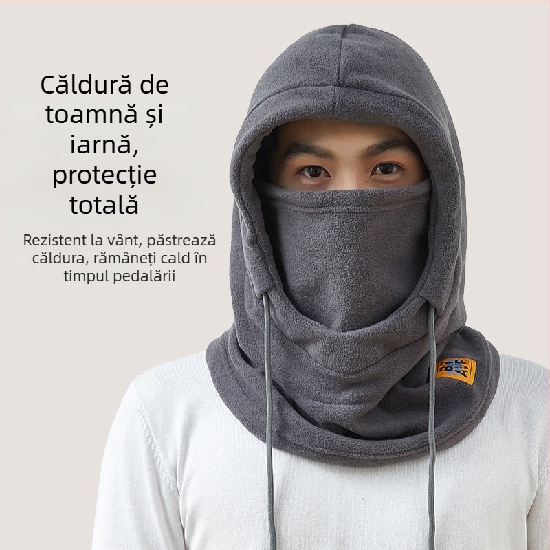Mască de ciclism cu șapcă și fular integrate, căptușeală din fleece, rezistentă la vânt, material poliester, unisex, echipament pentru ciclism în aer liber în sezonul rece