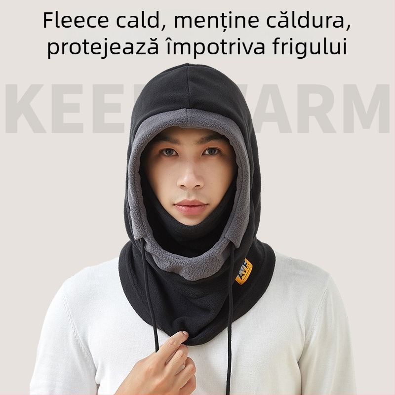 Mască de ciclism cu șapcă și fular integrate, căptușeală din fleece, rezistentă la vânt, material poliester, unisex, echipament pentru ciclism în aer liber în sezonul rece