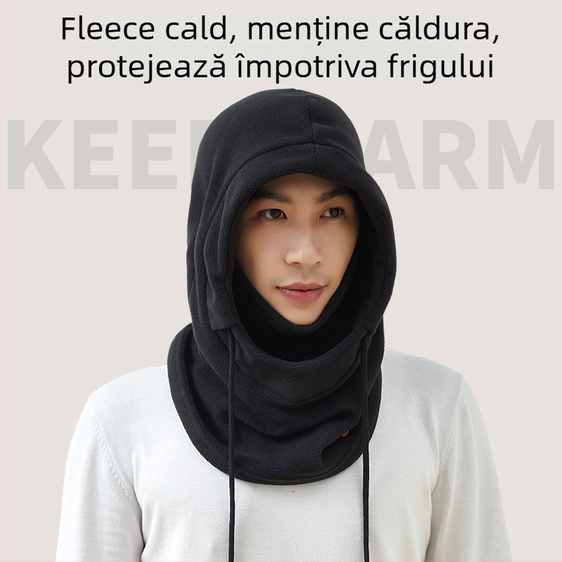 Mască de ciclism cu șapcă și fular integrate, căptușeală din fleece, rezistentă la vânt, material poliester, unisex, echipament pentru ciclism în aer liber în sezonul rece