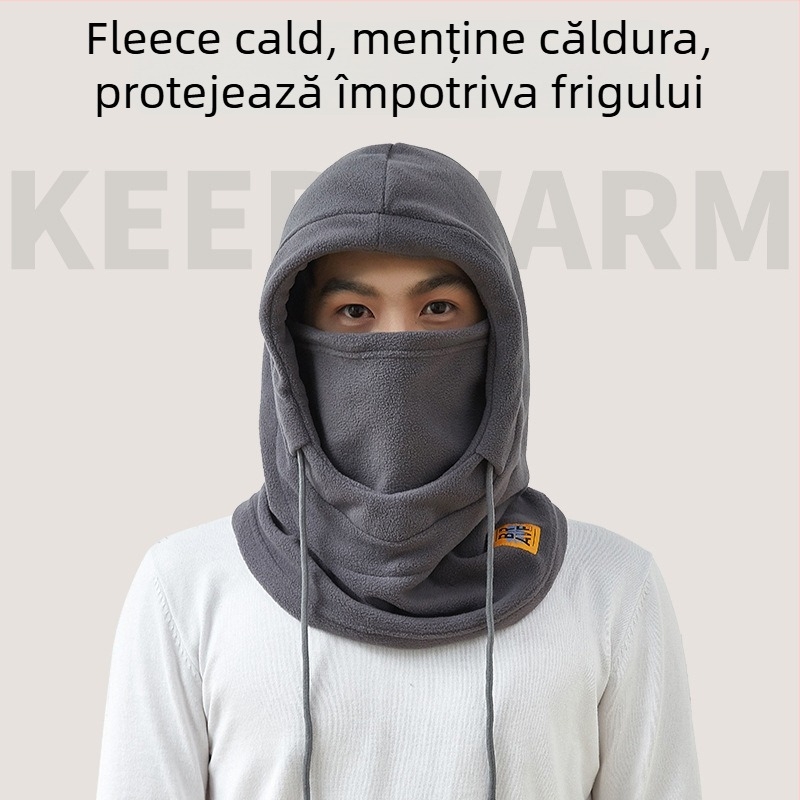 Mască de ciclism cu șapcă și fular integrate, căptușeală din fleece, rezistentă la vânt, material poliester, unisex, echipament pentru ciclism în aer liber în sezonul rece