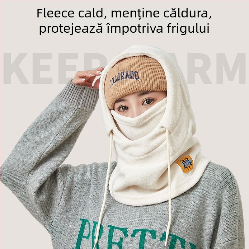 Mască de ciclism cu șapcă și fular integrate, căptușeală din fleece, rezistentă la vânt, material poliester, unisex, echipament pentru ciclism în aer liber în sezonul rece