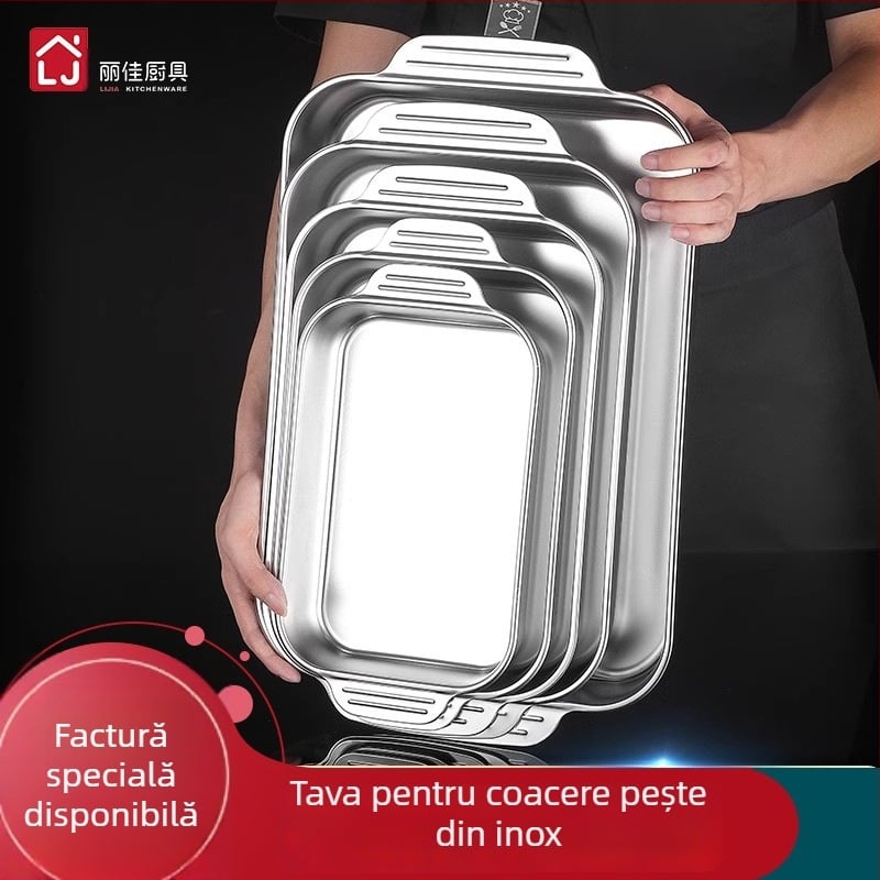 Tigaie din oțel inoxidabil pentru plite cu inducție — pătrată, finisaj electroplatat, tigaie grill multifuncțională, ușor de curățat, anti-rugină