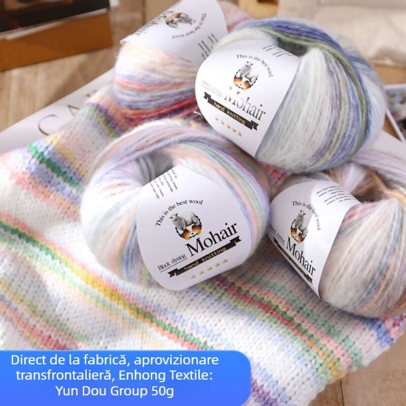 Fire de mohair pentru tricotat — skein gradient, Vortex Spinning, Brand Enmei, Origine Hebei, Cod produs haojing4-5