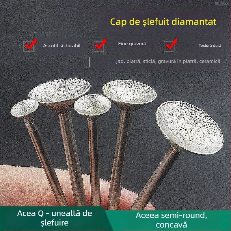 Cap de șlefuit diamant cu canelură concavă pentru polizor electric; unealtă de polisare bile de jad