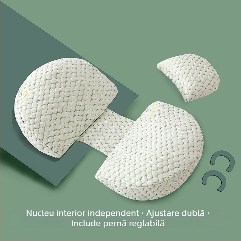 Pernă de sarcină în formă U, Blue Love Flower — formă U, nucleu: 100% bumbac, greutate: 1.05–1.50 kg, potrivită pentru întreaga sarcină