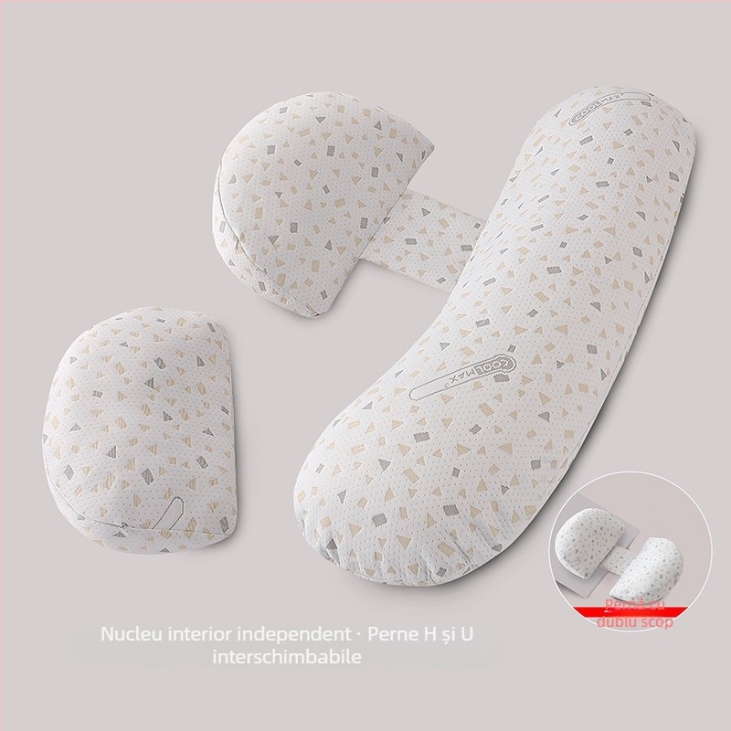 Pernă de sarcină în formă U, Blue Love Flower — formă U, nucleu: 100% bumbac, greutate: 1.05–1.50 kg, potrivită pentru întreaga sarcină