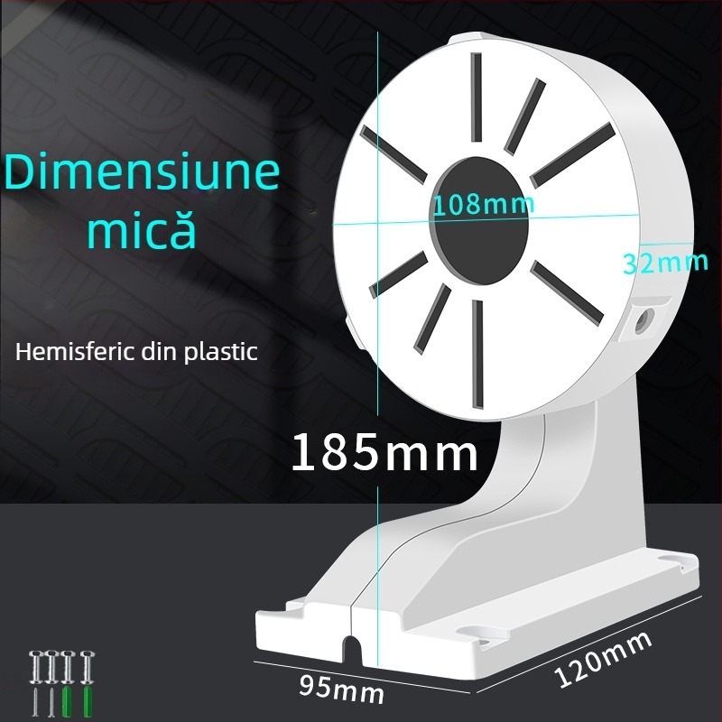 Suport interior pentru cameră cu dom, cu cutie de cabluri încorporată, din plastic