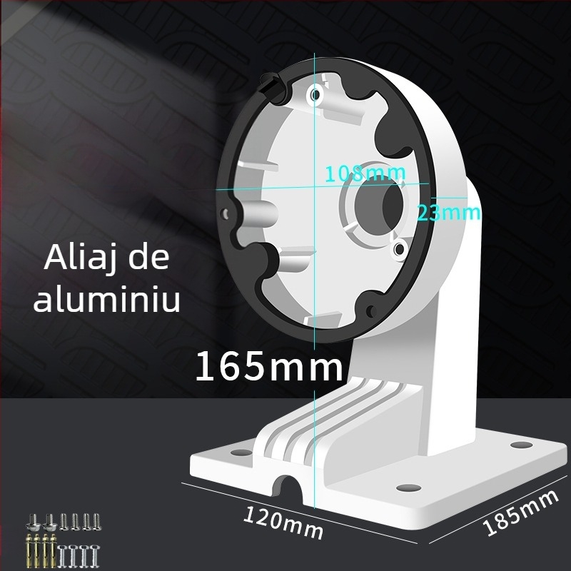 Suport interior pentru cameră cu dom, cu cutie de cabluri încorporată, din plastic