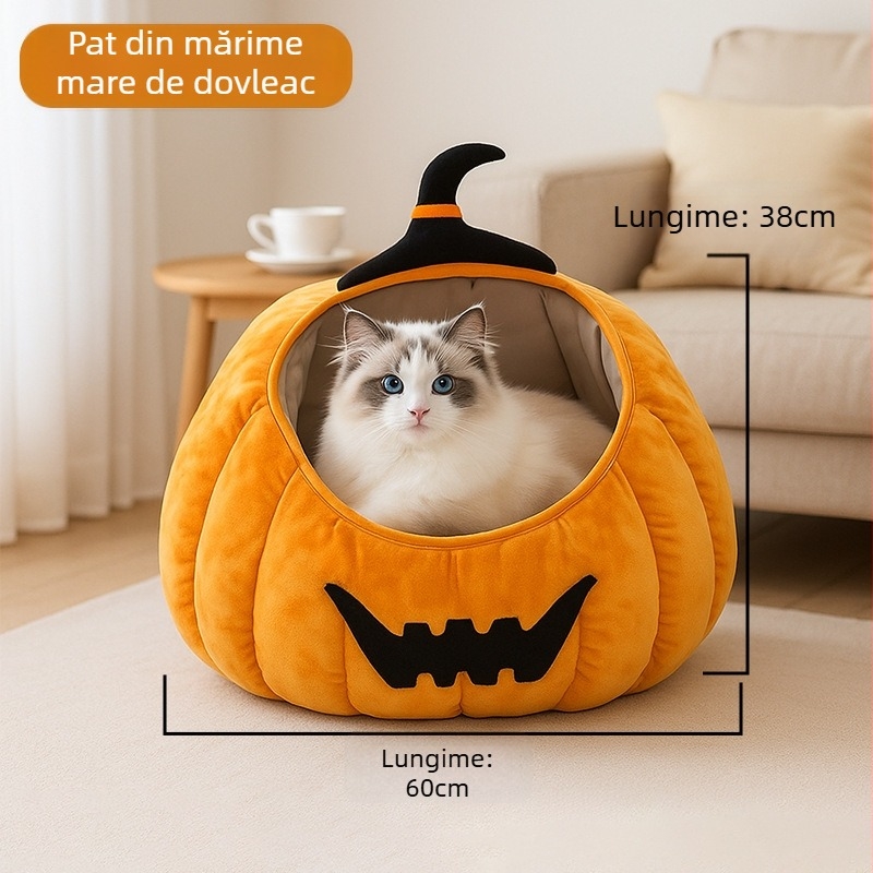 Cuib pentru animale de companie pisici si caini – cald, stil patru anotimpuri, pernă groasă (Material: Textil; Categorie: Cuib pentru animale de companie; Destinat: Pisici; Brand: New Pet)