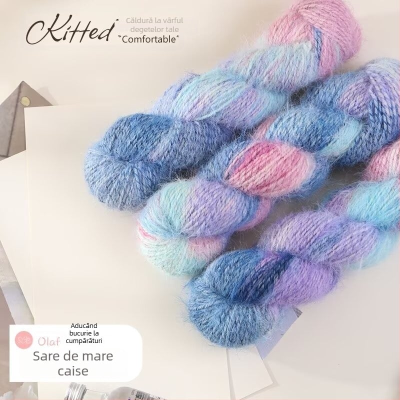 Fire de lână de lux — vopsit manual, Hank fir Jet-spun pentru tricotat