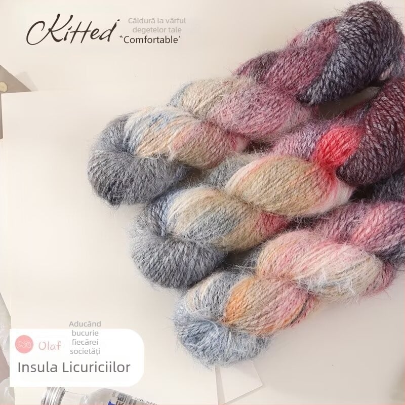 Fire de lână de lux — vopsit manual, Hank fir Jet-spun pentru tricotat