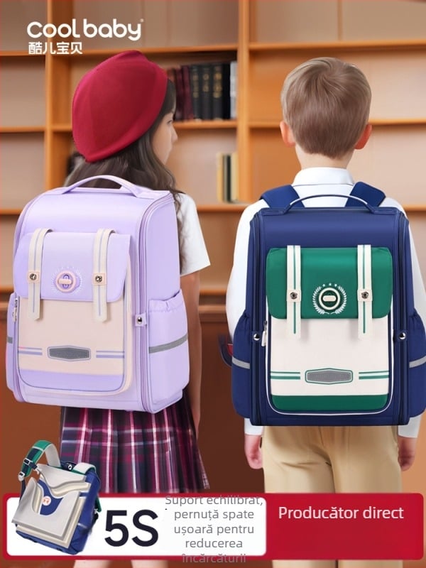 Rucsac unisex pentru clasele 1–6, respirabil, ultraușor, extensibil, reduce încărcătura, cu elemente reflectorizante pentru siguranță nocturnă; Material: țesătură Oxford; căptușeală: poliester; panou ergonomic pe spate