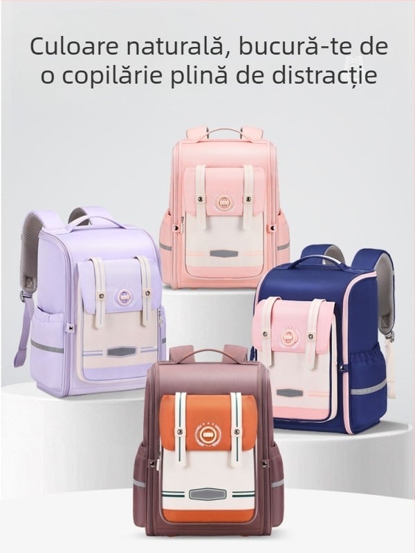 Rucsac unisex pentru clasele 1–6, respirabil, ultraușor, extensibil, reduce încărcătura, cu elemente reflectorizante pentru siguranță nocturnă; Material: țesătură Oxford; căptușeală: poliester; panou ergonomic pe spate
