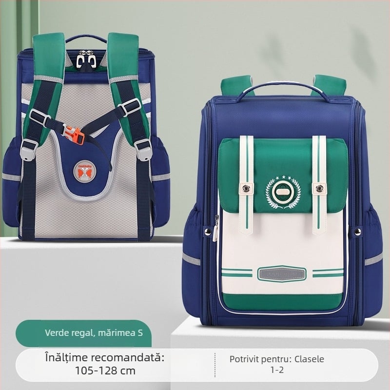 Rucsac unisex pentru clasele 1–6, respirabil, ultraușor, extensibil, reduce încărcătura, cu elemente reflectorizante pentru siguranță nocturnă; Material: țesătură Oxford; căptușeală: poliester; panou ergonomic pe spate