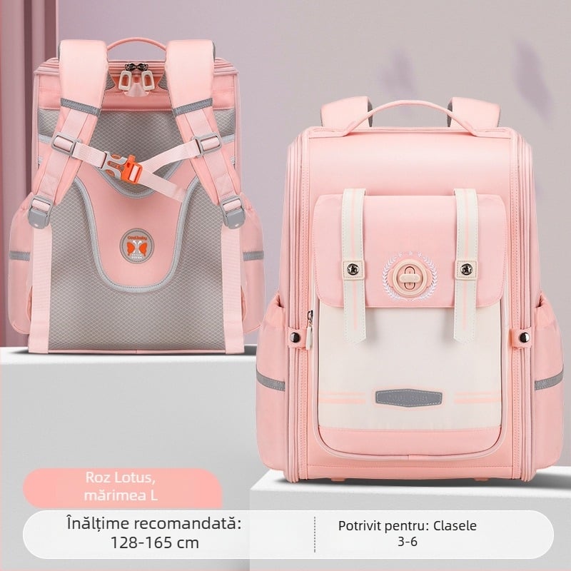 Rucsac unisex pentru clasele 1–6, respirabil, ultraușor, extensibil, reduce încărcătura, cu elemente reflectorizante pentru siguranță nocturnă; Material: țesătură Oxford; căptușeală: poliester; panou ergonomic pe spate