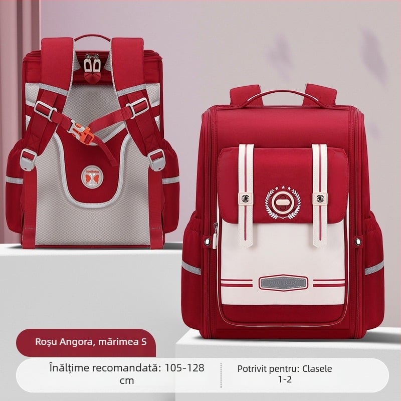 Rucsac unisex pentru clasele 1–6, respirabil, ultraușor, extensibil, reduce încărcătura, cu elemente reflectorizante pentru siguranță nocturnă; Material: țesătură Oxford; căptușeală: poliester; panou ergonomic pe spate