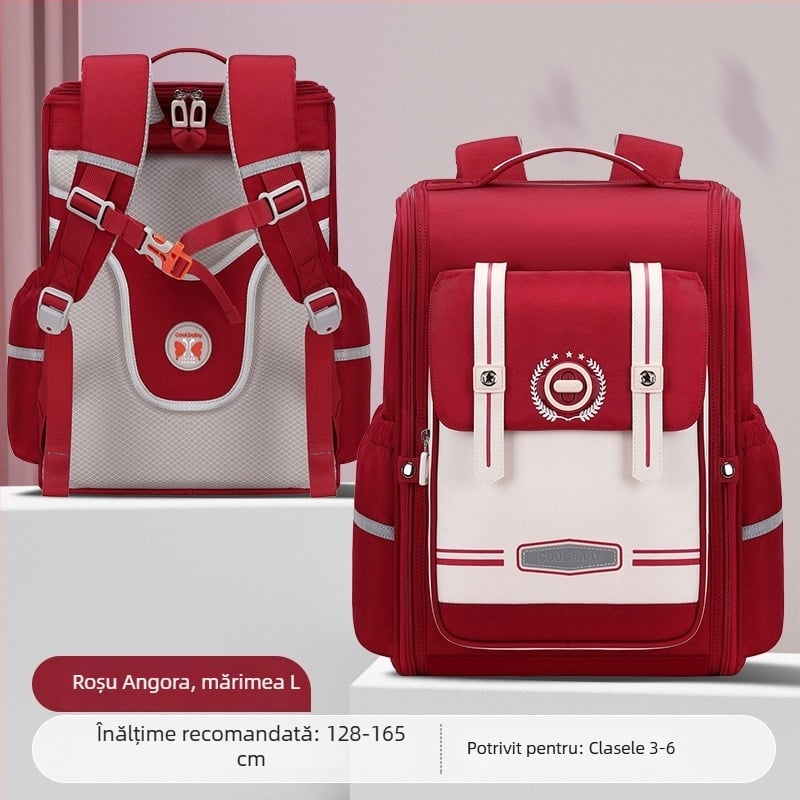 Rucsac unisex pentru clasele 1–6, respirabil, ultraușor, extensibil, reduce încărcătura, cu elemente reflectorizante pentru siguranță nocturnă; Material: țesătură Oxford; căptușeală: poliester; panou ergonomic pe spate