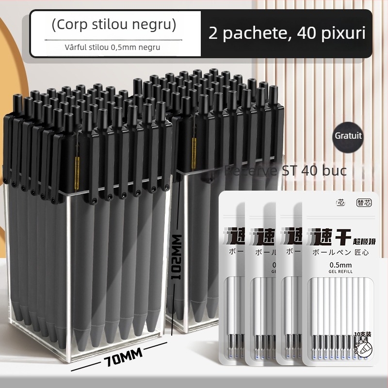 Pix gel de tip cilindru retractabil, uscare rapidă, pentru examene, corp din plastic, seria Marvel