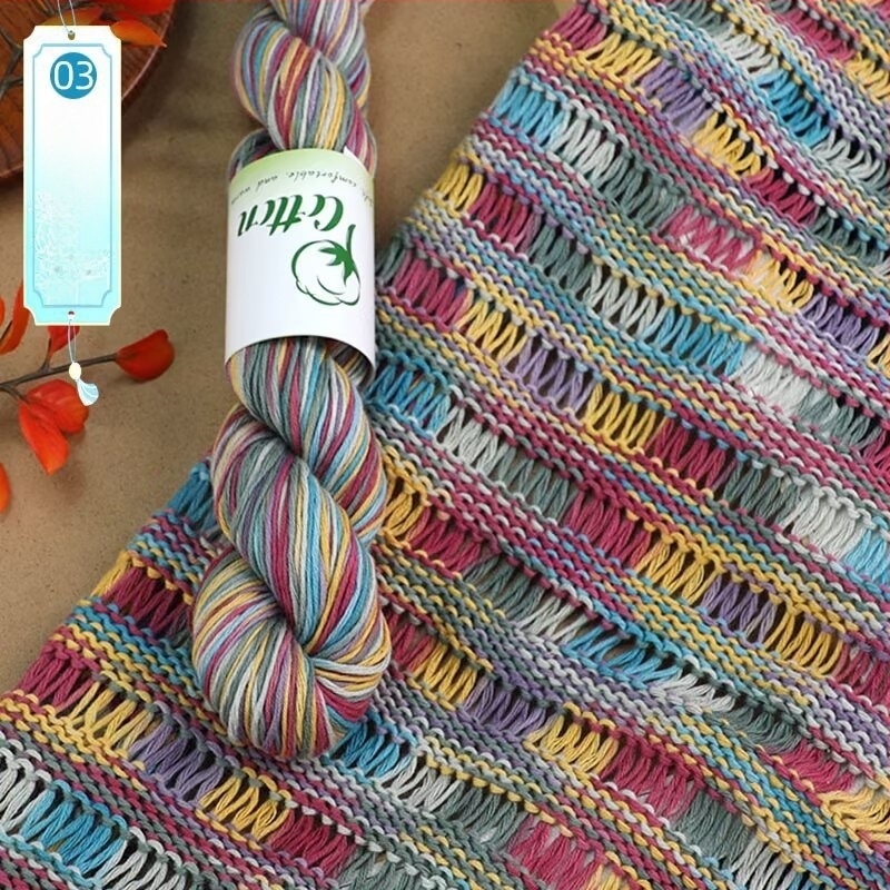 Fire de tricotat DIY: 100% bumbac, vopsire manuală, vopsire pe segmente, pentru pulover și fular pentru copii