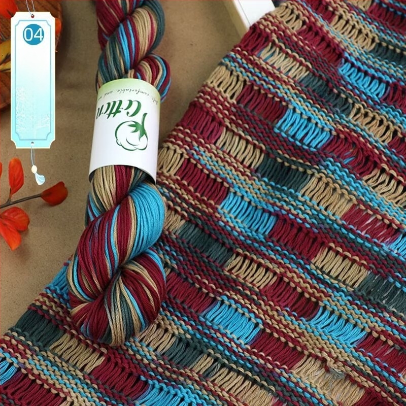 Fire de tricotat DIY: 100% bumbac, vopsire manuală, vopsire pe segmente, pentru pulover și fular pentru copii