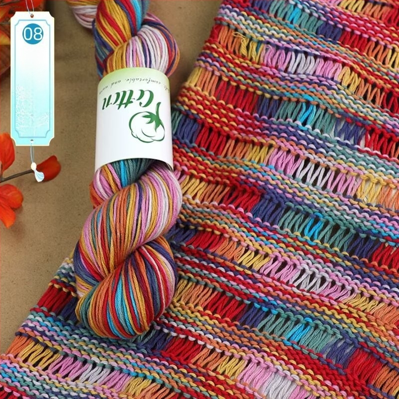 Fire de tricotat DIY: 100% bumbac, vopsire manuală, vopsire pe segmente, pentru pulover și fular pentru copii